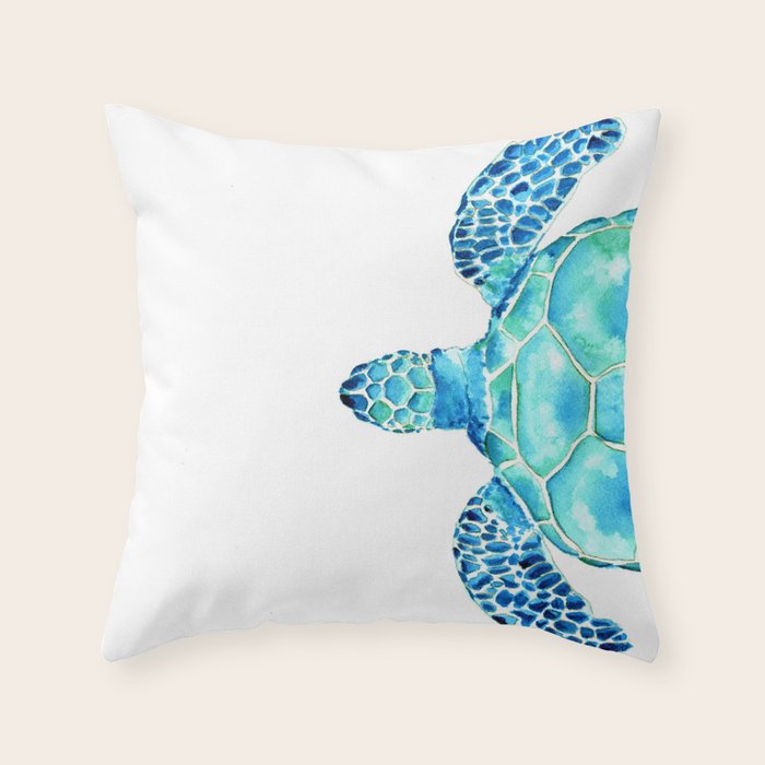 Coastal. Sea turtle. Watercolor. Throw Pillow Gallery Image 6