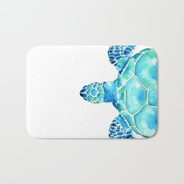 Coastal. Sea turtle. Watercolor. Bath Mat Gallery Image 1