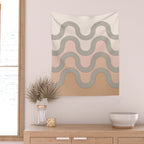 Mid Century Waves - Blush Pink Wall Tapestry Gallery Image 2