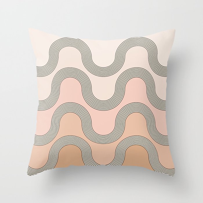Mid Century Waves - Blush Pink Throw Pillow Gallery Image 6