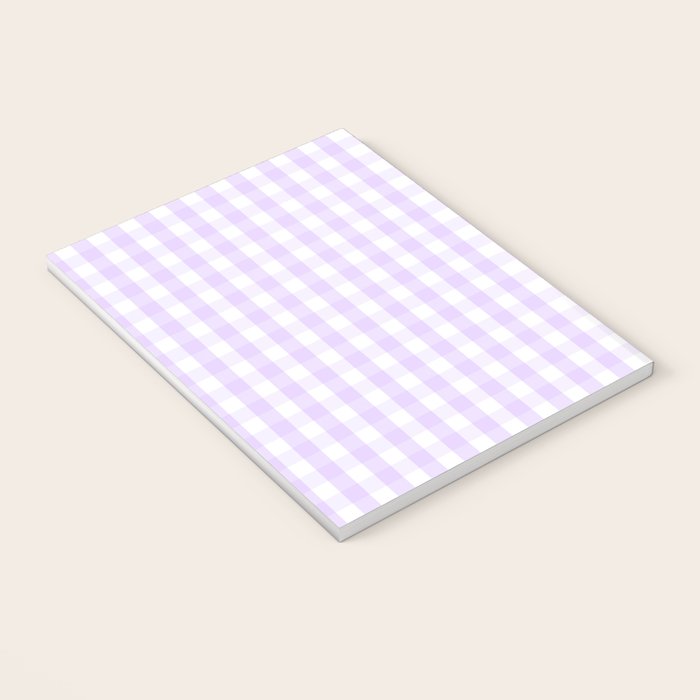 Chalky Pale Lilac Pastel and White Gingham Check Plaid Notebook Gallery Image 3