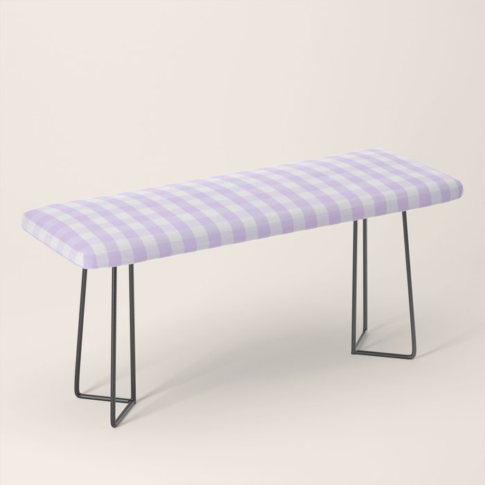 Chalky Pale Lilac Pastel and White Gingham Check Plaid Bench Gallery Image 1