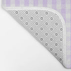 Chalky Pale Lilac Pastel and White Gingham Check Plaid Bath Mat Gallery Image 2