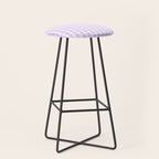 Chalky Pale Lilac Pastel and White Gingham Check Plaid Stool Gallery Image 1