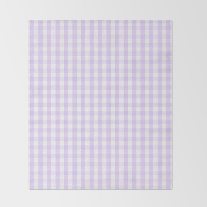 Chalky Pale Lilac Pastel and White Gingham Check Plaid Throw Blanket Gallery Image 2