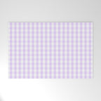 Chalky Pale Lilac Pastel and White Gingham Check Plaid Welcome Mat Gallery Image 1