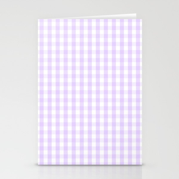 Chalky Pale Lilac Pastel and White Gingham Check Plaid Stationery Card Gallery Image 2
