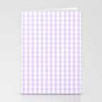 Chalky Pale Lilac Pastel and White Gingham Check Plaid Stationery Card Gallery Image 2