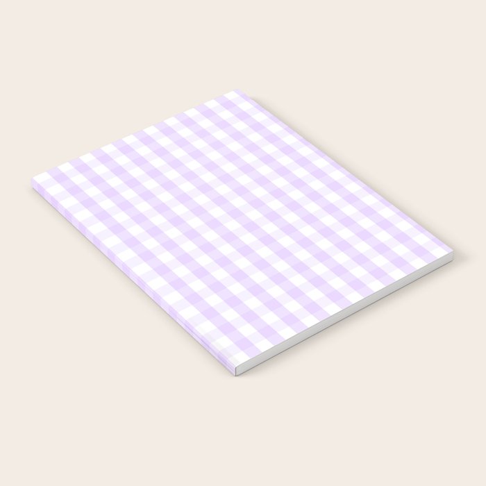 Chalky Pale Lilac Pastel and White Gingham Check Plaid Notebook Gallery Image 1