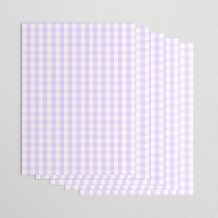Chalky Pale Lilac Pastel and White Gingham Check Plaid Wrapping Paper Gallery Image 3