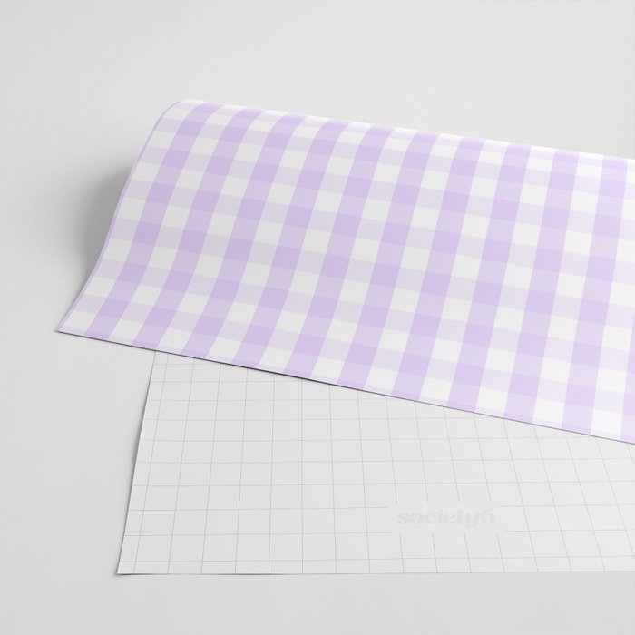 Chalky Pale Lilac Pastel and White Gingham Check Plaid Wrapping Paper Gallery Image 2