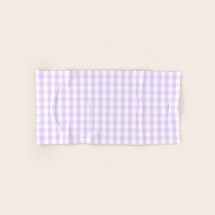 Chalky Pale Lilac Pastel and White Gingham Check Plaid Bath Towel Gallery Image 1