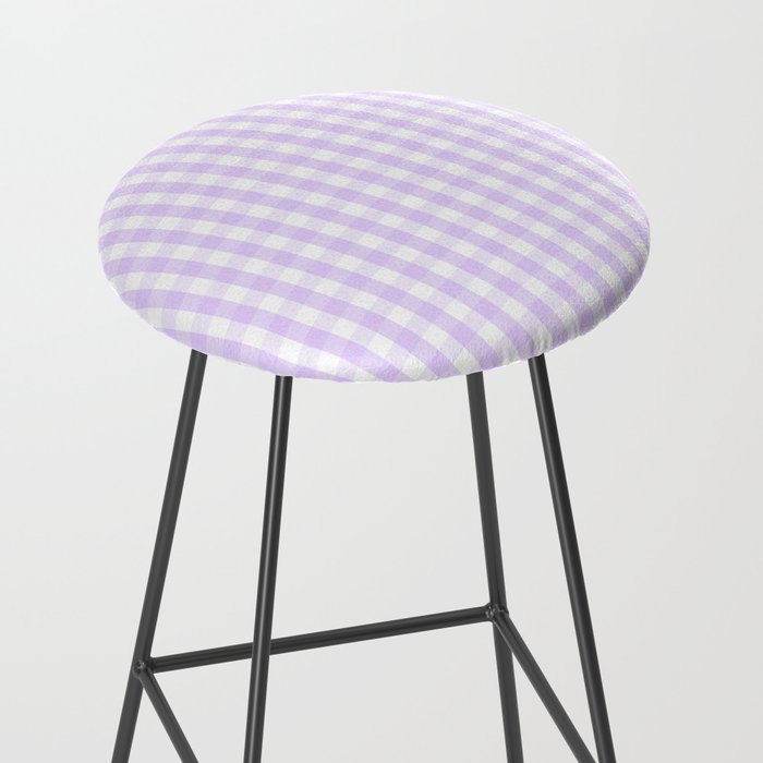 Chalky Pale Lilac Pastel and White Gingham Check Plaid Stool Gallery Image 2