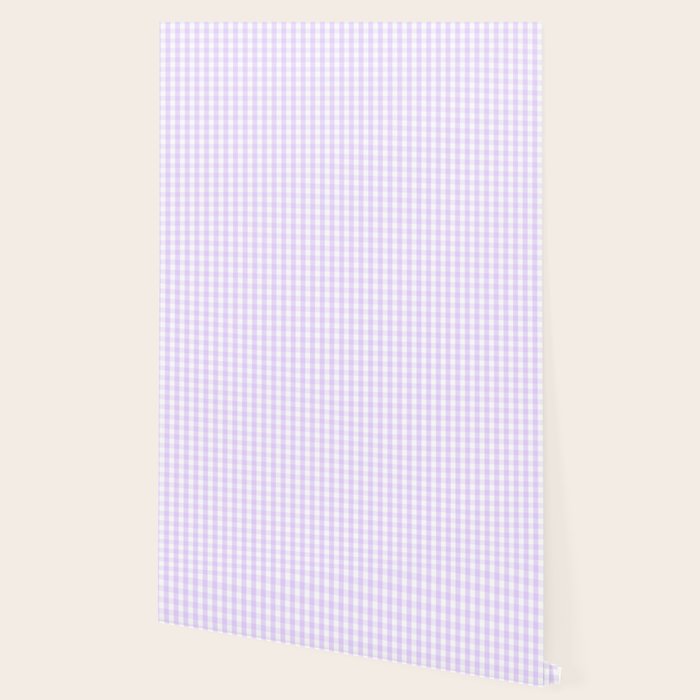 Chalky Pale Lilac Pastel and White Gingham Check Plaid Wallpaper Gallery Image 2