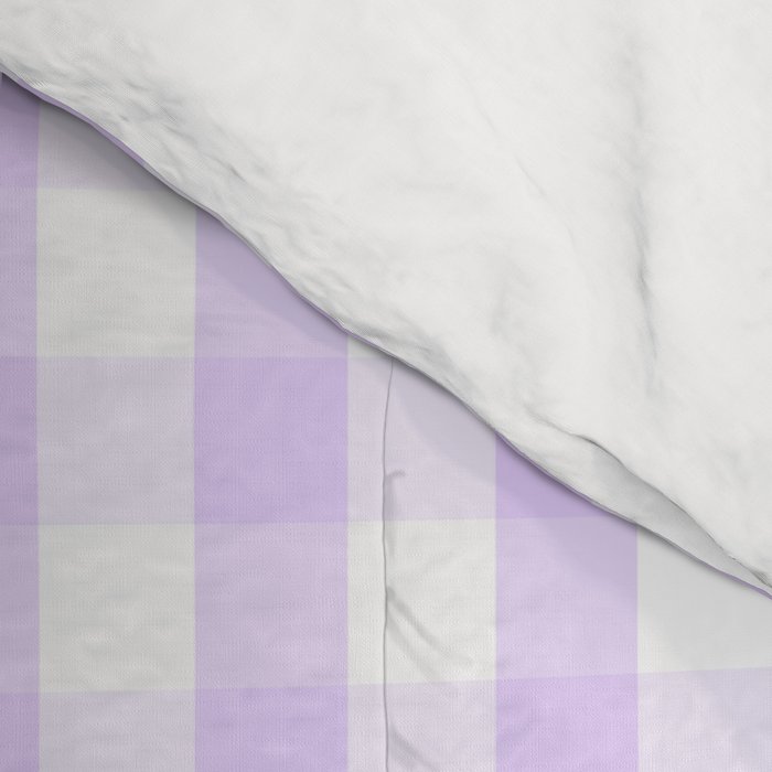 Chalky Pale Lilac Pastel and White Gingham Check Plaid Comforter Gallery Image 4
