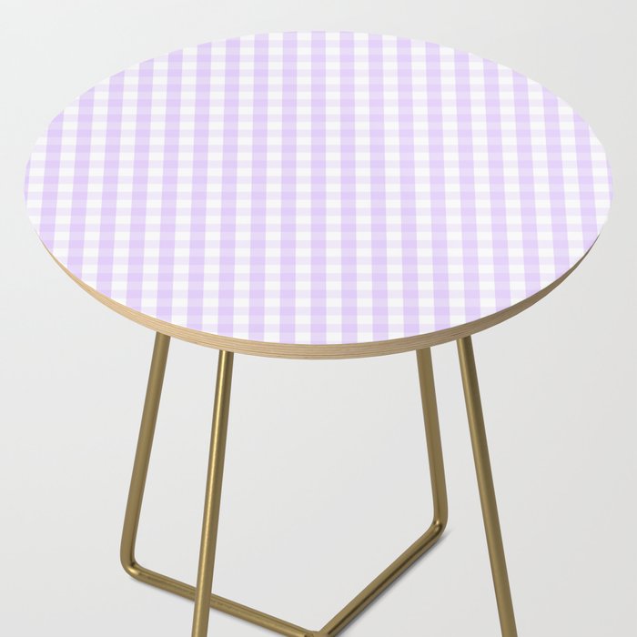 Chalky Pale Lilac Pastel and White Gingham Check Plaid Side Table Gallery Image 2