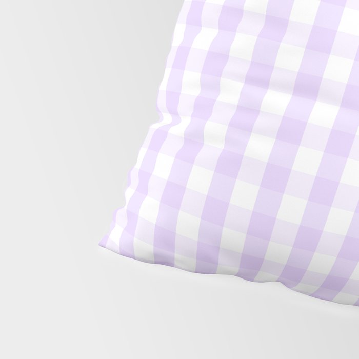 Chalky Pale Lilac Pastel and White Gingham Check Plaid Pillow Sham Gallery Image 4