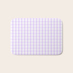Chalky Pale Lilac Pastel and White Gingham Check Plaid Bath Mat Gallery Image 1