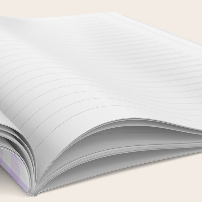 Chalky Pale Lilac Pastel and White Gingham Check Plaid Notebook Gallery Image 2