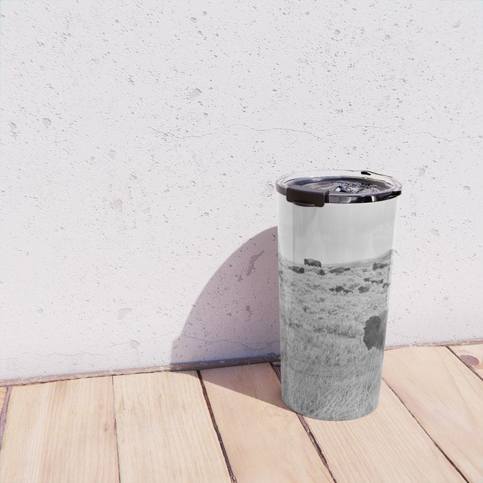 Montana Buffalo Bison | Black and White Montana Photography Travel Mug Gallery Image 4