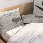 Montana Buffalo Bison | Black and White Montana Photography Pillow Sham Gallery Image 2
