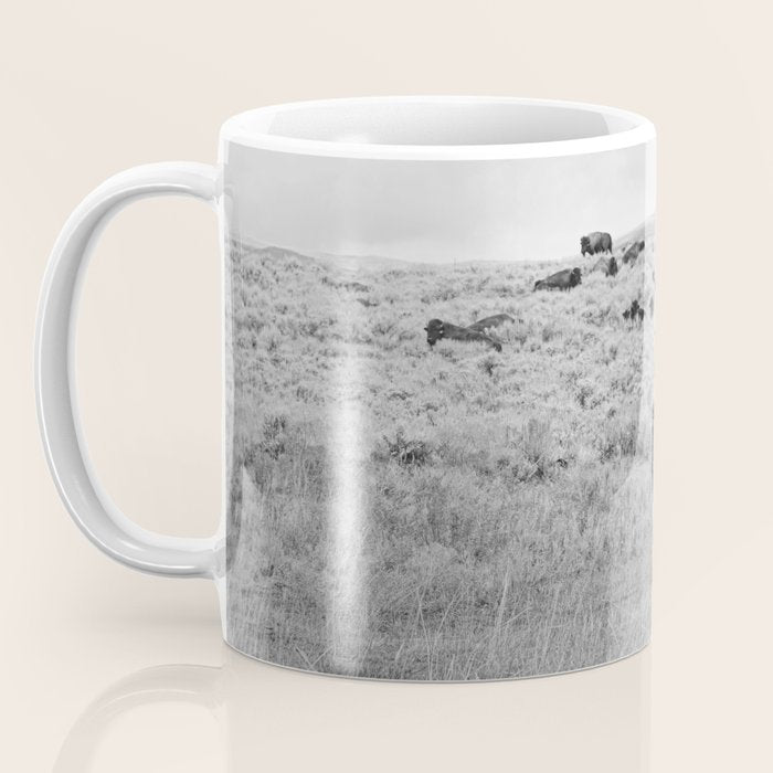 Montana Buffalo Bison | Black and White Montana Photography Coffee Mug Gallery Image 3