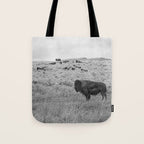 Montana Buffalo Bison | Black and White Montana Photography Tote Bag Gallery Image 1