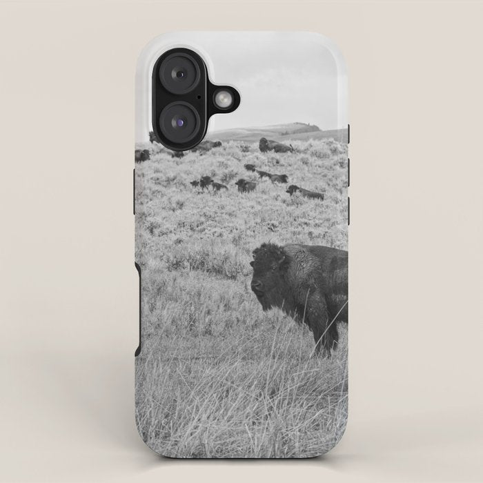 Montana Buffalo Bison | Black and White Montana Photography iPhone Case Gallery Image 1