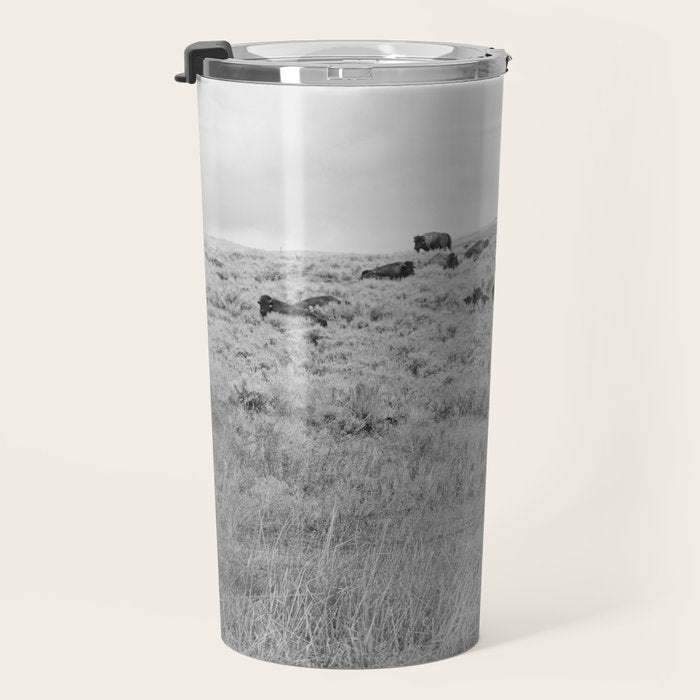 Montana Buffalo Bison | Black and White Montana Photography Travel Mug Gallery Image 3