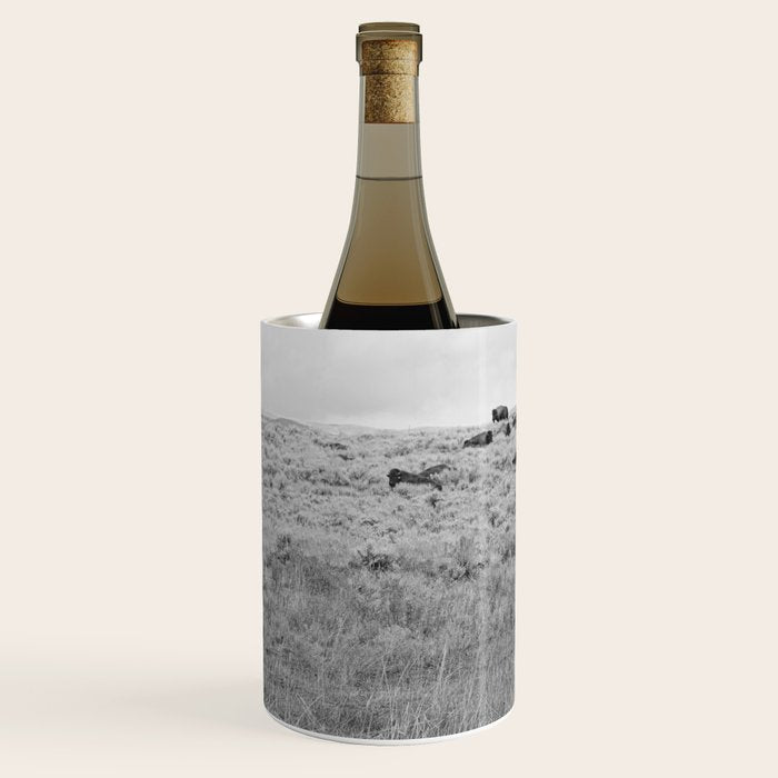 Montana Buffalo Bison | Black and White Montana Photography Wine Chiller Gallery Image 2