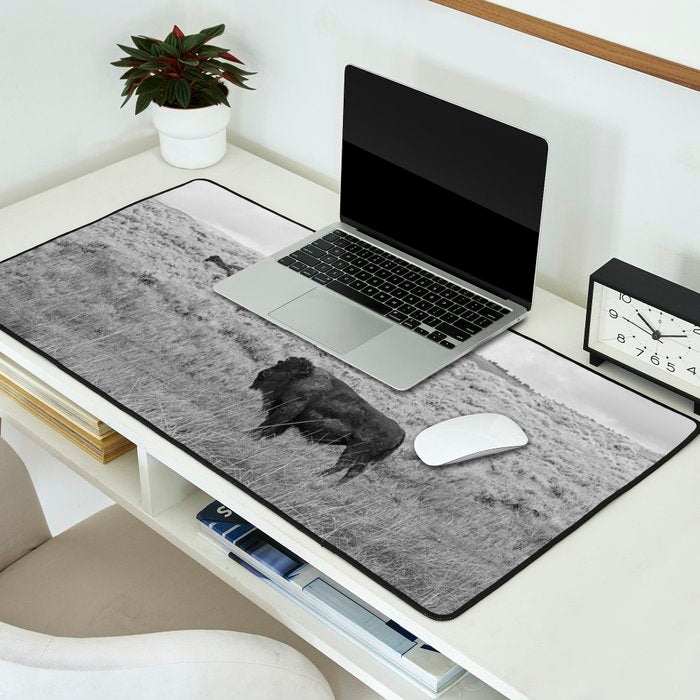 Montana Buffalo Bison | Black and White Montana Photography Desk Mat Gallery Image 2