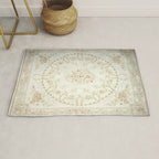 Antique French Aubusson Carpet Cream Rose Sage Floral Rug Gallery Image 1