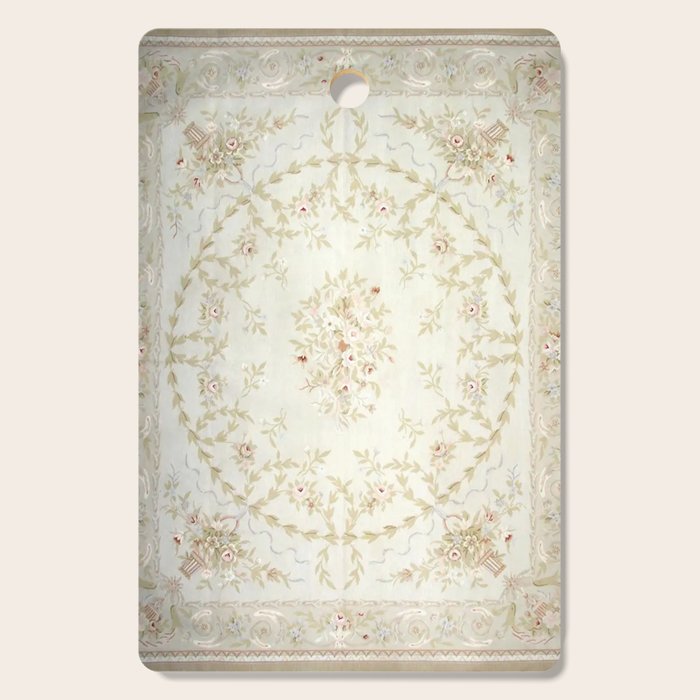 Antique French Aubusson Carpet Cream Rose Sage Floral Cutting Board Gallery Image 1
