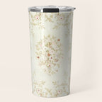Antique French Aubusson Carpet Cream Rose Sage Floral Travel Mug Gallery Image 1