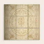 Antique French Aubusson Carpet Cream Rose Sage Floral Wood Wall Art Gallery Image 1