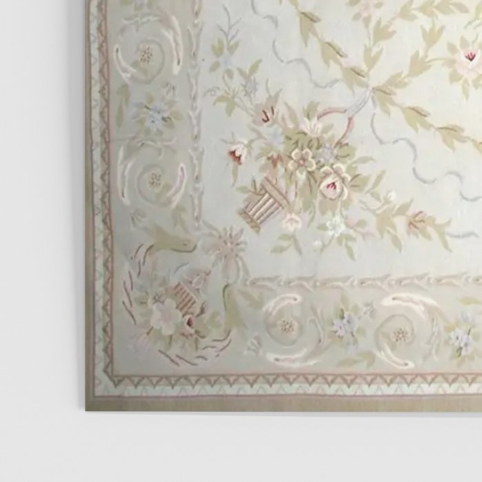 Antique French Aubusson Carpet Cream Rose Sage Floral Poster Gallery Image 3
