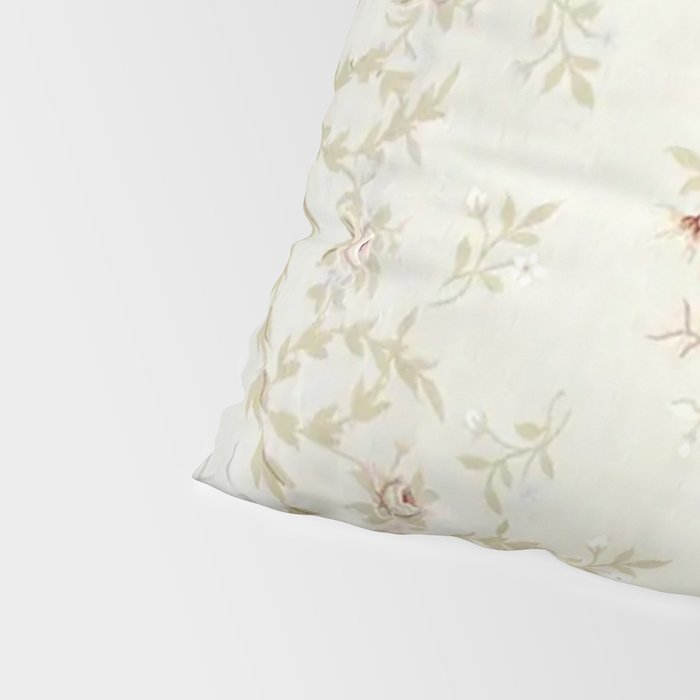 Antique French Aubusson Carpet Cream Rose Sage Floral Pillow Sham Gallery Image 4