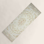 Antique French Aubusson Carpet Cream Rose Sage Floral Yoga Mat Gallery Image 1