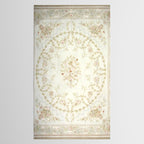 Antique French Aubusson Carpet Cream Rose Sage Floral Tablecloth Gallery Image 2
