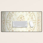 Antique French Aubusson Carpet Cream Rose Sage Floral Desk Mat Gallery Image 1