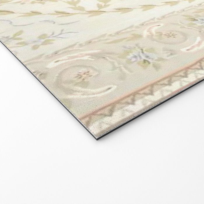 Antique French Aubusson Carpet Cream Rose Sage Floral Welcome Mat Gallery Image 2