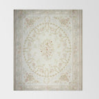 Antique French Aubusson Carpet Cream Rose Sage Floral Throw Blanket Gallery Image 2