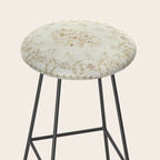 Antique French Aubusson Carpet Cream Rose Sage Floral Stool Gallery Image 2