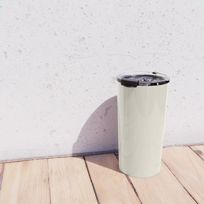 Neutral Cream Beige Solid Travel Mug Gallery Image 4