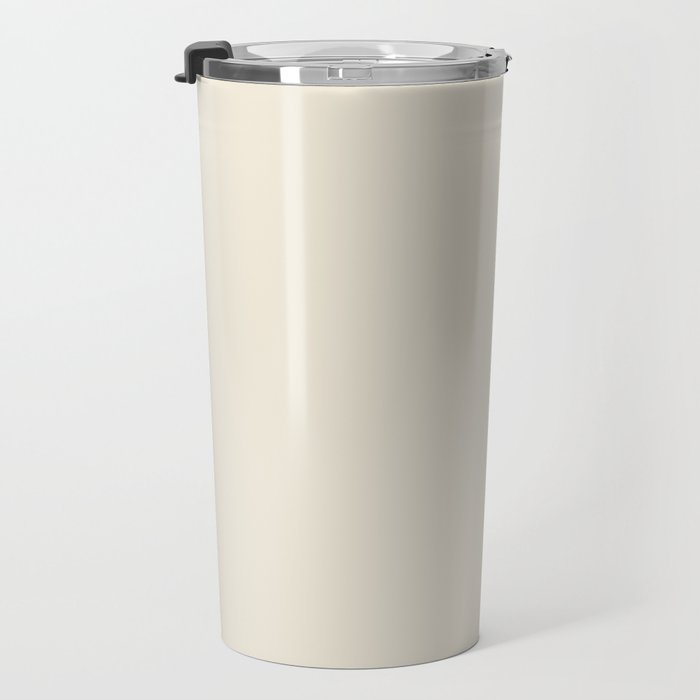 Neutral Cream Beige Solid Travel Mug Gallery Image 3