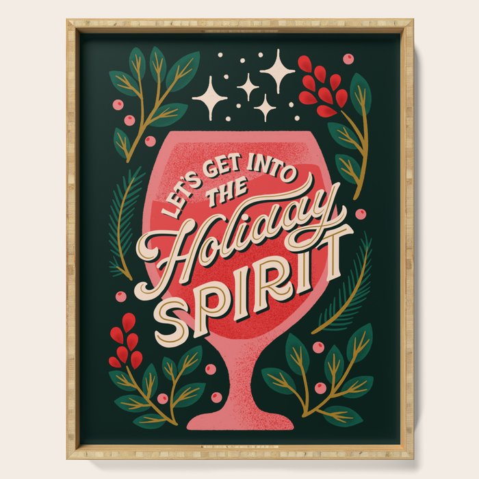 Let's Get into the Holiday Spirit Cocktail Serving Tray Gallery Image 1