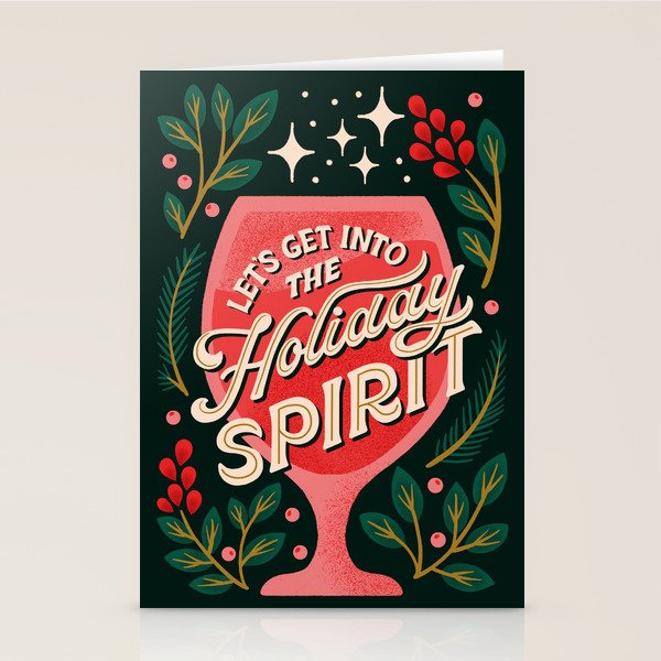 Let's Get into the Holiday Spirit Cocktail Stationery Card Gallery Image 2