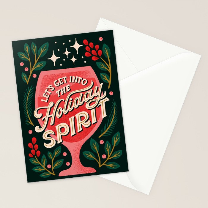Let's Get into the Holiday Spirit Cocktail Stationery Card Gallery Image 2
