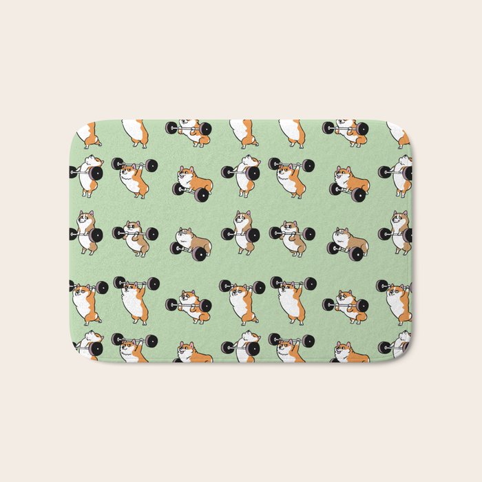 Olympic Lifting Corgi Bath Mat Gallery Image 1