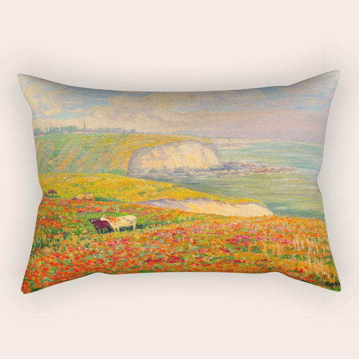 Václav Radimský (1867-1946) Normandy coast in bloom Impressionist Landscape Painting Bright Colors Rectangular Pillow Gallery Image 1